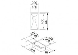 Мойка для кухни прямоугольная Blanco ZEROX 180-U нержавеющая сталь  зеркальная полировка 521567