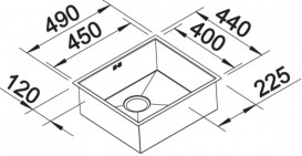 Мойка для кухни прямоугольная Blanco ZEROX 450-U нержавеющая сталь  зеркальная полировка 521587