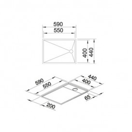 Мойка для кухни прямоугольная Blanco ZEROX 550-T-U нержавеющая сталь  зеркальная полировка 521561