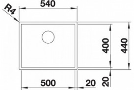 Мойка для кухни прямоугольная Blanco ZEROX 500-U нержавеющая сталь Durinox® с отводной арматурой InFino® 521559
