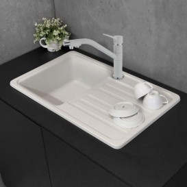 Мойка для кухни прямоугольная Буль-Буль Versal оборачиваемая врезная Магранит белый 109070001