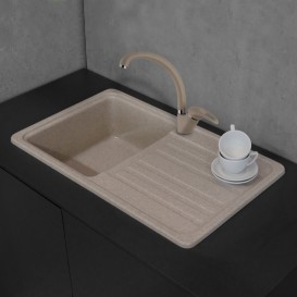 Мойка для кухни прямоугольная Буль-Буль Versal оборачиваемая врезная Магранит песочный 109070007