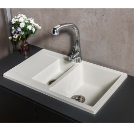 Мийка для кухні прямокутна Буль-Буль La Pas врізна Маграніт білий 110080001