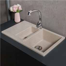 Мойка для кухни прямоугольная Буль-Буль La Pas врезная Магранит песочный 110080007