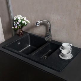 Мийка для кухні прямокутна Буль-Буль La Pas врізна Маграніт світло-чорний 110080004