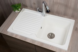 Мойка для кухни прямоугольная Буль-Буль Orlean врезная оборачиваемая Магранит белый 112080001