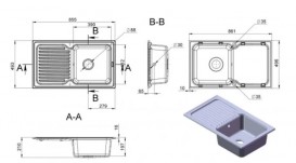 Мойка для кухни прямоугольная Буль-Буль Orlean врезная Магранит песочный 112080007