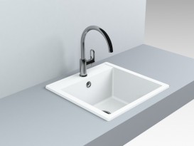 Мойка для кухни прямоугольная Буль-Буль Bodrum 510 врезная Магранит белый 116050001