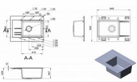 Мойка для кухни прямоугольная Буль-Буль Bodrum 650 врезная Магранит белый 115060001