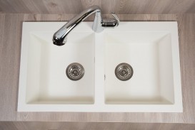 Мойка для кухни прямоугольная двойная Буль-Буль Westeros врезная Магранит белый 111080001