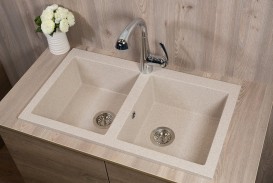 Мойка для кухни прямоугольная двойная Буль-Буль Westeros врезная Магранит песочный 111080007