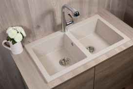 Мойка для кухни прямоугольная двойная Буль-Буль Westeros врезная Магранит песочный 111080007