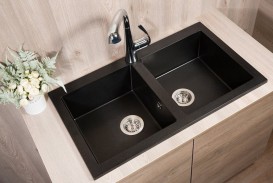 Мийка для кухні прямокутна подвійна Буль-Буль Westeros врізна Маграніт світло-чорний 111080004