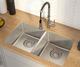 Мийка для кухні прямокутна Kraus Dex під стільницю нержавіюча сталь Radiant Pearl KD1UD33B