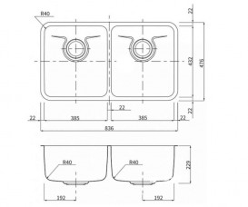 Мийка для кухні прямокутна Kraus Dex під стільницю нержавіюча сталь Radiant Pearl KD1UD33B