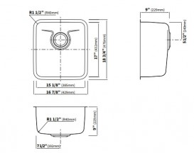 Мойка для кухни прямоугольная Kraus Dex под столешницу нержавеющая сталь Radiant Pearl KD1US17B