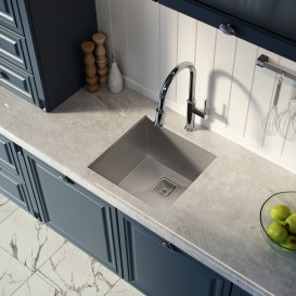 Мойка для кухни квадратная Kraus Pax под столешницу нержавеющая сталь хром KHU19