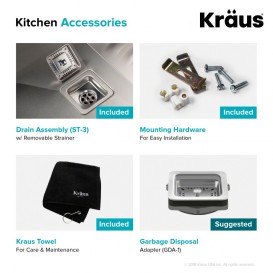 Мойка для кухни квадратная Kraus Pax под столешницу нержавеющая сталь хром KHU19