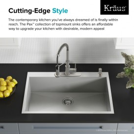 Мийка для кухні прямокутна Kraus Pax накладна нержавіюча сталь хром KP1TS33S-4