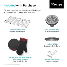 Мийка для кухні прямокутна Kraus Pax накладна нержавіюча сталь хром KP1TS33S-4