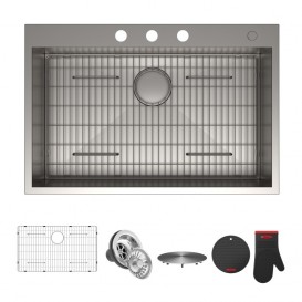 Мийка для кухні прямокутна Kraus Pax накладна нержавіюча сталь хром KP1TS33S-4