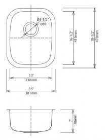 Мийка для кухні прямокутна Kraus під стільницю нержавіюча сталь хром KBU16