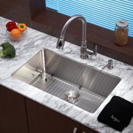 Мойка для кухни прямоугольная Kraus Precision под столешницу нержавеющая сталь хром KHU100-30