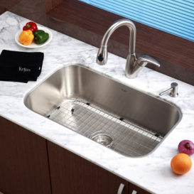 Мийка для кухні прямокутна Kraus Premier під стільницю нержавіюча сталь хром KBU14
