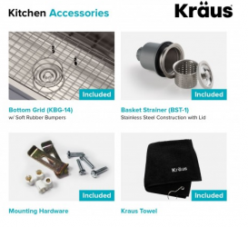 Мийка для кухні прямокутна Kraus Premier під стільницю нержавіюча сталь хром KBU14