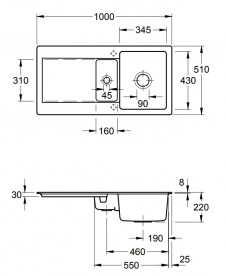 Мойка для кухни прямоугольная Villeroy & Boch Siluet 60 R графит 333701i4