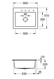 Мийка для кухні прямокутна Villeroy & Boch Subway 60 S сірий 330901KD