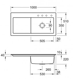 Мийка для кухні прямокутна Villeroy & Boch Subway 60 XL білий декор 671901KW