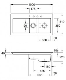 Мойка для кухни прямоугольная Villeroy & Boch Subway 60 XR черный гранит 672101J0