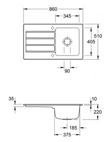 Мийка для кухні прямокутна Villeroy & Boch Architectura 50 світло коричневий 335001TR
