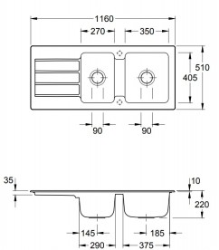 Мойка для кухни прямоугольная Villeroy & Boch Architectura 80 графит 338001i4