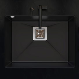 Мойка для кухни Sink Quality Argon 1KBO 60 55x42x22,5 с переливом наногранит черный ARG.C.1KBO.60