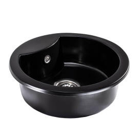 Мойка для кухни Sink Quality Azurite 1KBO 49x49x14,2 с переливом наногранит черный AZU.C.1KBO.X