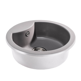 Мойка для кухни Sink Quality Azurite 1KBO 49x49x14,2 с переливом наногранит серый AZU.D.1KBO.X