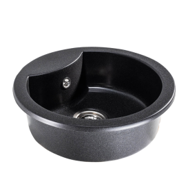 Мойка для кухни Sink Quality Azurite 1KBO 49x49x14,2 с переливом наногранит графит AZU.G.1KBO.X