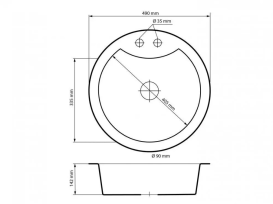 Мойка для кухни Sink Quality Azurite 1KBO 49x49x14,2 с переливом наногранит белый AZU.W.1KBO.X