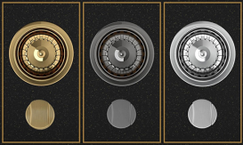 Мойка для кухни Sink Quality Ferrum 1KDO 77x45x21 с переливом наногранит черный с золотом FER.L.1KDO.X