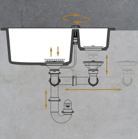 Мойка для кухни Sink Quality Ferrum 5KBO 60,5x49,5x21 с переливом наногранит черный с золотом FER.L.5KBO.X