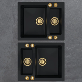 Мойка для кухни Sink Quality Ferrum 5KBO 60,5x49,5x21 с переливом наногранит черный с золотом FER.L.5KBO.X