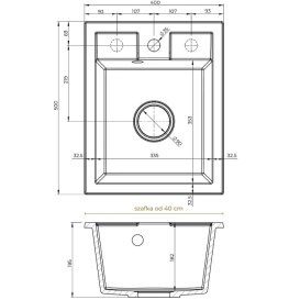 Мойка для кухни Sink Quality Ferrum IK 40 40x50x19,5 с переливом наногранит белый FER.W.1K40.X
