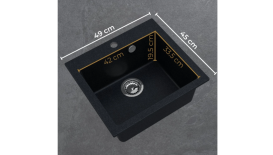 Мийка для кухні Sink Quality Ferrum IK 50 49x45x20,5 з переливом нанограніт парча FER.B.1K50.X