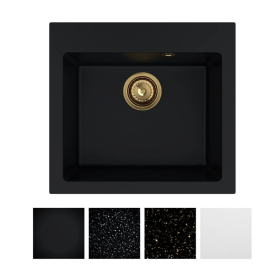 Мойка для кухни Sink Quality Ferrum IK 50 49x45x20,5 с переливом наногранит черный с золотом FER.L.1K50.X