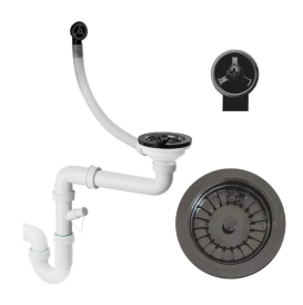 Мойка для кухни Sink Quality Ferrum IK 50 49x45x20,5 с переливом наногранит черный с золотом FER.L.1K50.X