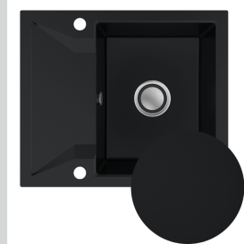 Мийка для кухні Sink Quality Obsidian 1KKO 59x50x21 см з переливом нанограніт чорний OBS.C.1KKO.X