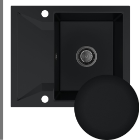 Мийка для кухні Sink Quality Obsidian 1KKO 59x50x21 см з переливом нанограніт чорний OBS.C.1KKO.X