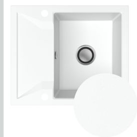 Мийка для кухні Sink Quality Obsidian 1KKO 59x50x21 см з переливом нанограніт білий OBS.W.1KKO.X